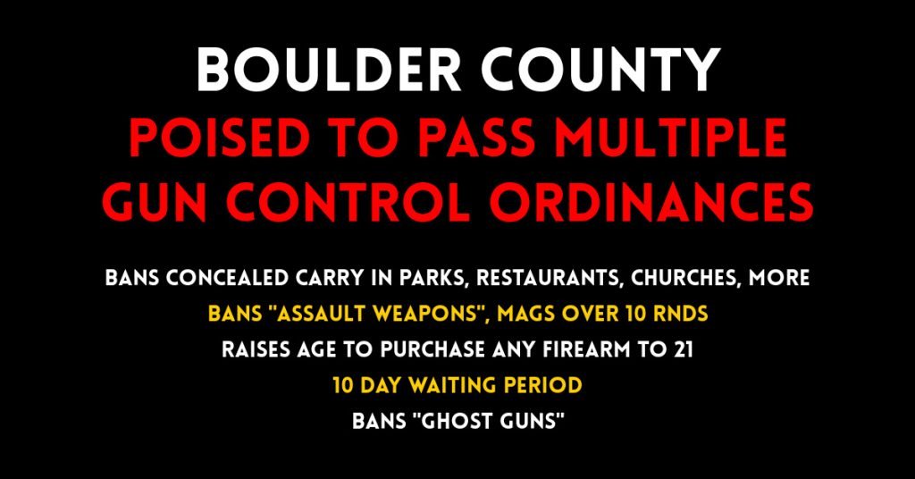 Boulder County, CO Poised To Pass Multiple Gun Control Laws